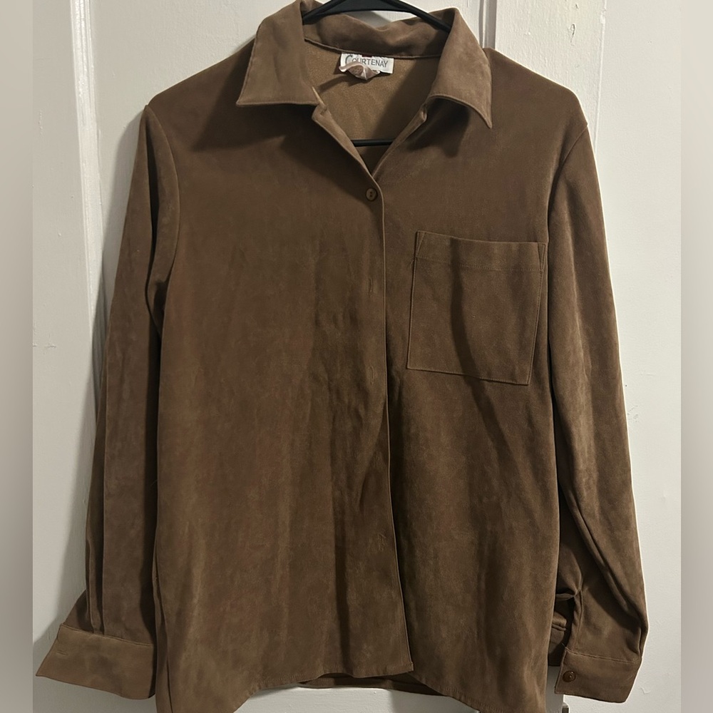 Brown Suede Button-Up Shirt